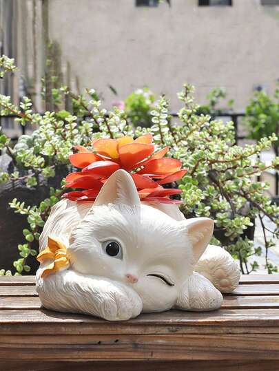 Cute Kitten Plant Flower Pot Silicone Mold Cat Succulent Plant Flowerpot Concrete Silica Gel Mold Home Decor Gypsum Mould