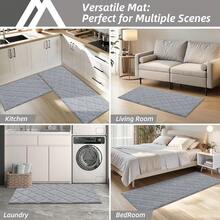 Soft Kitchen Floor Mats For In Front Of Sink Super Absorbent Kitchen Rugs And Mats 20"X79" Non-Skid Kitchen Mat Standing Mat Washable,Polyester,Brown - Grey - View 7