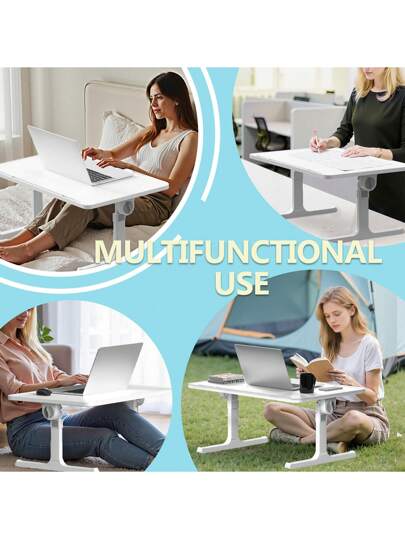 LILIIN Portable Foldable Laptop Tafel Height Adjustable Bedside 60 39.5 Cm Tablet Holder, Anti Slip Strip MDF Bed, Ofa Travel, Verlichting Gray/Warm White/Brushed Black/Walnut/White Maple view 8