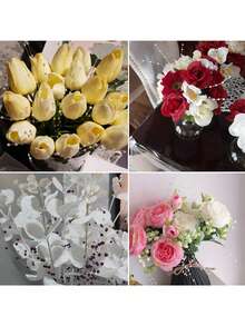 1/10/30/50/100 件迷你人造珍珠花白色珍珠棒珠适用于新娘婚礼珍珠花束派对装饰、DIY 花环新娘婚礼珍珠花束装饰、家居派对装饰工艺品装饰 - 白色 - 查看 4