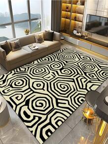 1pc Luxury Minimalist Line Art Patterned Carpet, 1100g High Density Faux Wool + TPR Washable Bottom, 0.6cm Thickness, Vintage European Botanical Elements Soft Shaggy Area Rug For Outdoor, Entryway, Living Room, Bedroom, Laundry Room, Bathroom, Machine Washable All Season Large Size Mat, Home Decor