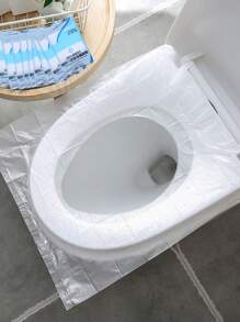50 Stücke Einweg PVC Toilettendeckelüberzüge, einfache und transparente einzeln verpackte Toilettendeckelüberzüge für Sommerreisen und Badezimmerdekoration