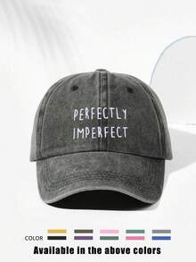 1 件刺绣“PERFECTLY”水洗棒球帽，透气可调节户外高尔夫太阳帽，男女通用，时尚弧形帽檐夏季防晒帽，Y2K 情侣遮阳帽 - 刺繡 - 查看 12