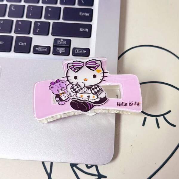 Sanrio Cute Kitty Cat Colorblock Sweet Princess Style Hair Claw Clip, Fashionable And Versatile