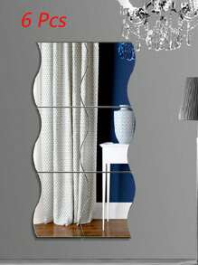 6 Simple Wave Acrylic Mirror Stickers, Size 4.72 Inches * 3.54 Inches For Wall Decoration They Are Self-Adhesive Mirror Stickers, Combined DIY Mirror Wall Stickers 3D Three-Dimensional Home Decoration Creative Self-Adhesive Trays, Suitable For Decorating The Center Of The Table Or Weddings Room Decor