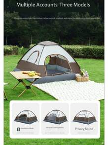 Portable Pop-Up Tent, Hydrophobic Polyester & Glass Fiber, All-Season Round Zippered Shelter With UV Protection For Outdoor Camping, Portable Shelter Spacious Interior Tent Durable Outdoor Tent, Camping Tent