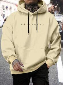 Printed Sweatshirt With Fine Letters Premium Unisex Blouse 50% Cotton 50% Polyester Immediate Shipping - 卡其色 - 查看 2