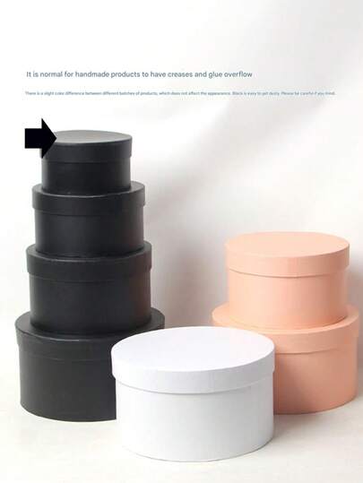 4-Piece Solid Color Round Gift Box Set, Simple Style Stackable Design, Suitable For A Variety Of Occasions Round Gift Boxes Mother's Day Graduation Father's Day Valentine's Day Teacher's Day Christmas Gift Packaging Box