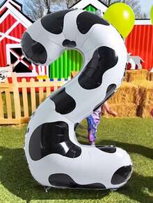40inch Cow Print Number Foil Balloon, Extra Large Size Birthday Party Balloon, Farm Theme, Bachelor/Bachelorette Party, Girls Night Out, Decorative Party Supply - Cow Numbers - View 1