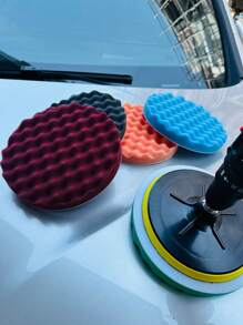 Disque de tampons de polissage ondulés de 8 pouces, éponge de polissage pour voiture - Éponge ondulée de tampons de cirage et de polissage, accessoire indispensable pour l'embellissement automobile