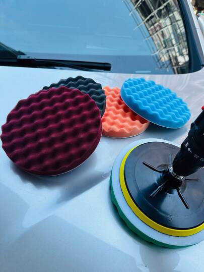 وسادة تلميع مويجة قطر 8 بوصة ، إسفنجة تلميع السيارة الأساسية - وسادة إسفنجة موجية لشمع وتلميع السيارة