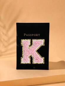 1pc A-Z Letter Travel Passport Holder, PU Material Map Pattern Passport Cover, Pink Color Passport Case, Business Travel Passport WalletFor Travel For Flight Lightweight - Black - View 19