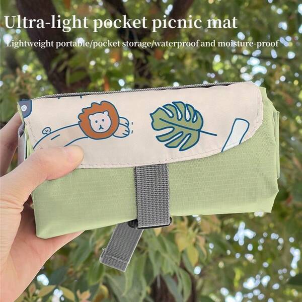 1 Stück tragbare Mini Picknick Matte für den Außenbereich, Strandmatte, grasgebundene Tasche, wasserdichte faltbare Campingmatte, faltbare Campingteppich für Strand, Frühling, Outdoor-Aktivitäten, Wandern, unverzichtbares Campingzubehör