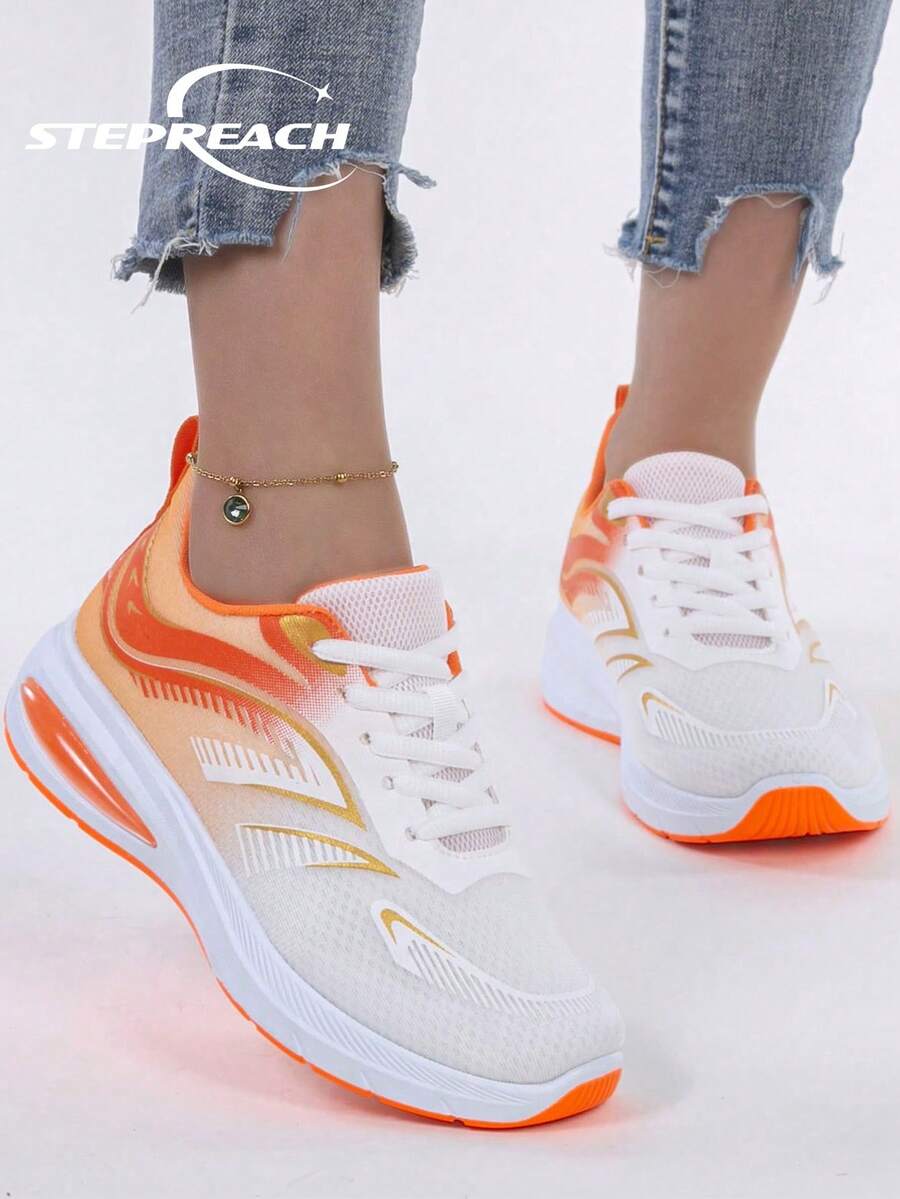 STEPREACH 2025年秋季新款春季女士休闲运动鞋，舒适透气轻便网眼运动鞋，耐用鞋带，镂空设计，亮色