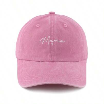 Gorra de béisbol unisex con estampado de la letra "Mama" en estilo lavado Y2K, transpirable y versátil, adecuada para uso diario y casual al aire libre