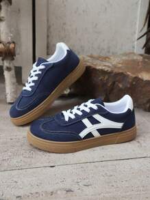 Women's Lace-Up Trainers Plus Size Sneakers, Modern Fashionable Outdoor Street Campus Versatile Casual Sports Shoes