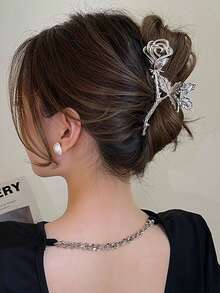 复古金属玫瑰花发夹，法式浪漫爪夹，适合盘发造型，情人节礼物，女士发饰