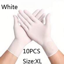 6/10/50/100PCS White Disposable Nitrile Gloves, Durable Household Cleaning Gloves, For Kitchen, Bathroom, Cleaning, Food Handling, Tattooing, Beauty, Hair Dyeing, Pets, Beauty Salons, Cleaning Supplies, Home Gadgets.