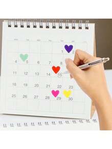 6pcs/Pack Heart-Shaped Colorful Stickers, Suitable For Scrapbooking, Valentine's Day Decorations, Gift Decorations, Home Decor, Packaging, Handicrafts, DIY, Book Decoration, Stationery Decoration School Supplies,Back To School
