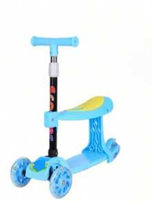 Scooter con Asiento, Patín del Diablo para Niños, Juegos al Aire Libre, Entretenimiento, Resistente - Azul - Ver 1