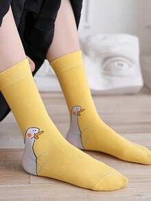 2双鹅头袜女款中筒幽默设计休闲袜柔软舒适多功能筒袜女长袜和袜子