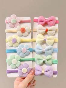 2PCS Girls Hair Ties With Floral Bow Decor, Pastel Candy Colors High Elasticity Hair Bands For Ponytails, Soft Terry Cloth Scrunchies|Hair Rings For Home, Travel, Party, Vacation Rubber Bands &Hair Accessories ,Colors Randombathroom Decor Summer