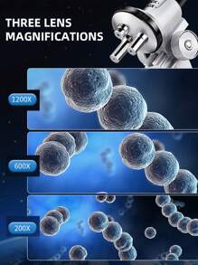 Microscope Kit For Kids 8+ – LED Lighting, 3 Lenses With 1200X, 600X, 200X Magnification, Educational Toy For Young Scientists To Explore The Microscopic World