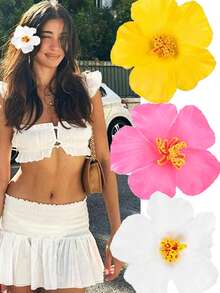 1/3 件多色女士大雪纺兰花波西米亚花朵发夹适用于新娘婚礼配饰发夹发夹配饰 - 彩色 - 查看 20