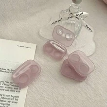 1PC/2PCS/5PCS Retro Chic Candy Color Mini Contact Lens Case Color Contact Lens Case Set With Mirror Compact Portable Immersion Storage Set Eye Contact Lens Color Contact Lens Case