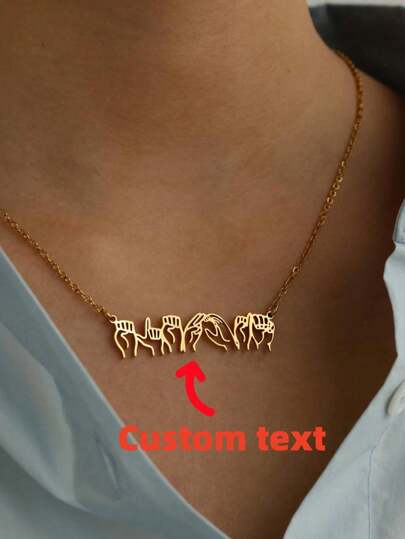 1 neuartige Mode Neue Benutzerdefinierte Gebärdensprache Name Halskette für Frauen und Männer, Alltag, Arbeit, Dating, Geschenkverpackung, Valentinstag, Fest, Party (Geschenkbox), Gold, Stilvoll, Farbig, Vintage, Hipster, Einfach, Y2k, 2000er Mode, Benutzerdefiniert, Personalisiert, Einzigartig, Ideale Geschenke für ihn, Ideale Geschenke für sie, Sie, Freund, Freundin, Vater, Mutter, Familie, Freunde, für Jahrestage, für Geburtstage, für Abschluss, für Abschlussball, für Party, Halsketten für Frauen, Schick Herbst, Schmuck & Uhren, Benutzerdefinierte Mode Wort Halsketten