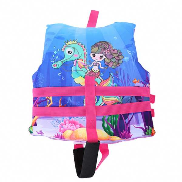 Kids Swimming Life Vest, Cartoon Animals Print Flotage Life Jacket With Lockable Buckles For Girls, Boys, 2-4 Years,6-12Years