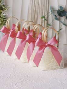 1 set de caja de regalo transparente con escarcha, caja de empaquetado de caramelos de boda, caja de empaquetado de regalo de fiesta, diseño de estilo simple, apropiada para empaquetar regalos de cumpleaños, caramelos de boda, etc. (Excluye cintas y paja) - transparente - Ver 3