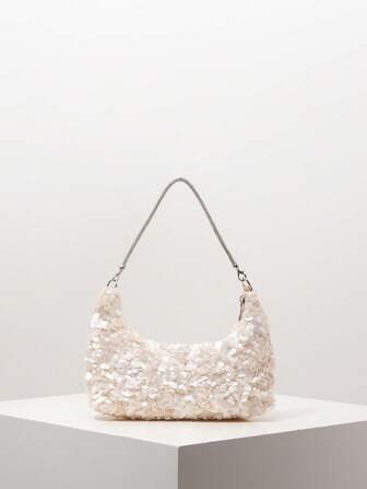 Sparkling Sequin Shoulder Bag, Fashion Accessory, Suitable For Party Dresses, Premium Style Women Handbag, Prom Bag, Prom Dresses For Women, Prom Accessories, Elegant Women's Bag, Wedding Items, Random Pattern Sparkle Purse For Prom/Party