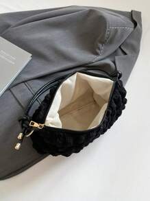 Bolso de hombro con pliegues tipo pompón en estilo dulce para mujeres, bolso versátil de unicolor para uso diario, bolso pequeño para teléfono móvil y monedas para eventos, bolso de viaje y compras para exterior, casual y práctico para estudiantes y trabajadores de oficina
