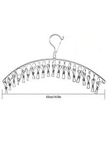 81/2/4 Pcs. Clothes Hanger With 20clips, Wind Resistant, Stainless Steel, For Drying Thick, Socks, Bras, Underwear, Stockings, Gloves