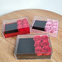 1 caixa de presente multicolorida com rosas eternas, caixa de acrílico para colar, pingente e anel, primavera, dia dos namorados, volta às aulas, dia dos namorados