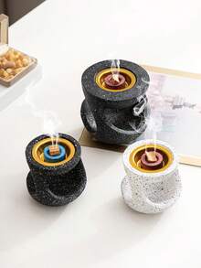 1 Stück Hand-Räuchergefäß aus Kunstharz, Schwarz/Weiß, Stil, Räucherstäbchenhalter im orientalischen Stil, für Zuhause, Schlafzimmer, Wohnzimmer, Büro, Hotel, Festival-Dekoration, Cut Out Rücken