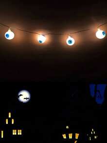 1 件万圣节眼球灯串 - 幽灵 LED 球形灯，逼真的蓝眼设计，电池供电恐怖照明花环，适用于室内外鬼屋、派对墙、窗户、壁炉、庭院装饰 - 彩色 - 查看 5
