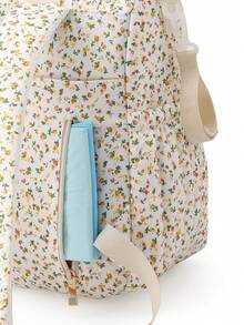 1pc Multifunction Large Capacity Ditsy Floral Mommy Backpack, Can Be Hung On Stroller - Multicolor - View 7