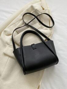 Nuevo bolso de madre de moda de mujer de unicolor de PU, versátil bolso bandolera con monedero pequeño