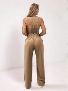 Women Two-Piece Outfits - Rust Brown - View 2