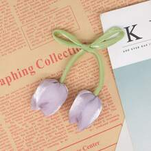 2 Stücke Doppelkopf Tulpen Blumen Design Gardinenhalter, neuer Stil Wohnzimmer Vorhang Tiebacks, gewebte Gardinenrollen, Gardinendekorbänder