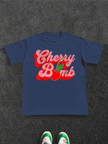 Cherry Bomb - Sweet - Retro - Men's Graphic T-Shirt, 100% Cotton, 220g - Blue - View 1