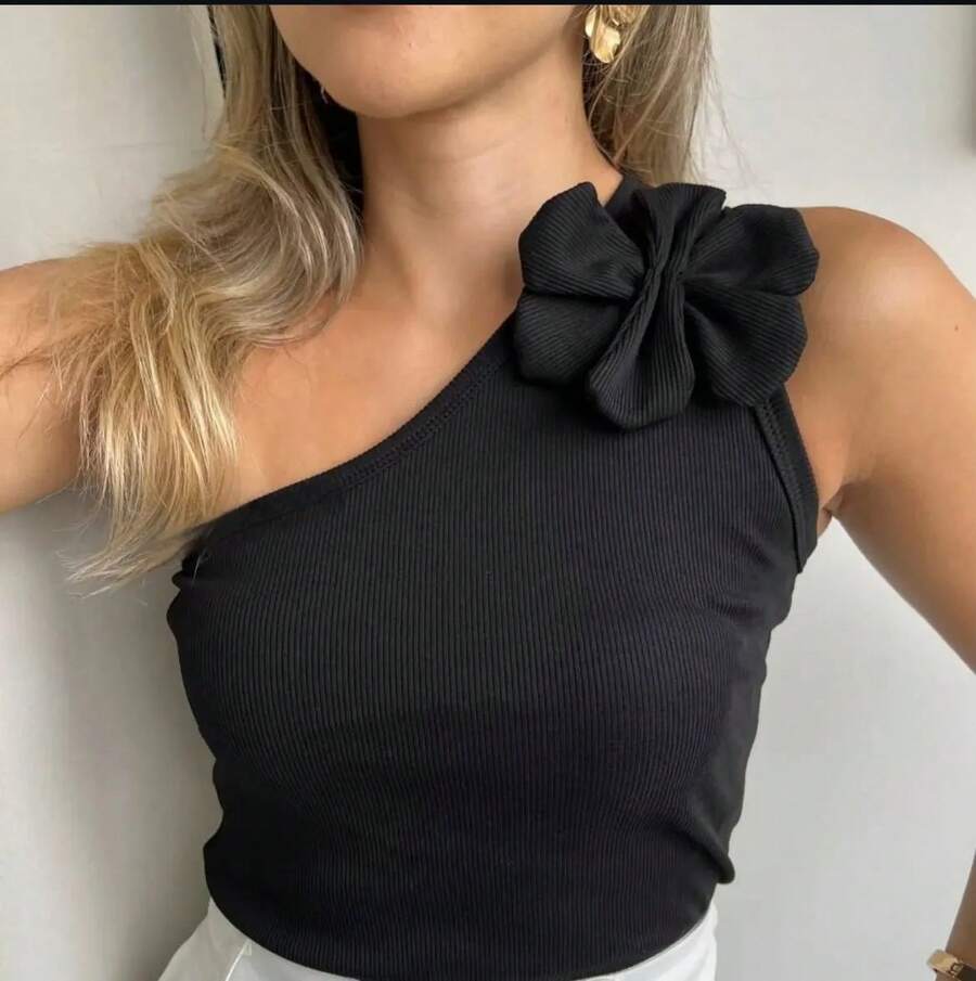 Women's Blouse With Stylish Flower Elegance And Comfort - 黑色 - 查看 1