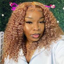 7x5 HD Lace Closure 4/27# Highlight Deep Wave Wig Human Hair Wigs For Black Women Glueless Curly Wigs Human Hair Pre Plucked Wear And Go Wigs 250 Density 14 Inch BOB Wig Human Hair - SP4/27 - 查看 6