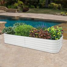 14-In-1 Metal Planter Raised Bed Set 285*60*43cm - 白色+淺灰 - 查看 5