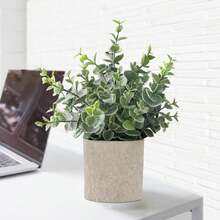 2 Pack Mini Fake Eucalyptus Plants, Small Potted Artificial Greenery For Home Decor, Aesthetic Faux Plants In Sage Green – Perfect For Desk, Shelf, Bathroom, Coffee Table, Gift - 彩色 - 查看 3