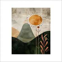 1/3Pcs Framed/Unframed The Sun, The Moon, The Mountains Decorative Paintings, Wall Art Hangings Canvas Posters, Picture Cores, Wall Painting Made Of Pine Wood (Optional Frame)