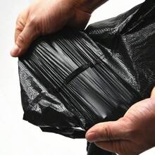 50pcs/100pcs Heavy Duty Black Garbage Bags, Disposable Handle-Tie Trash Bin Liners For Household Use, Use In The Kitchen, Summer Beach Party, Trash Storage, Organizer, Camping, Party, Room Decoration, Living Room, Bathroom, Kitchen Supplies