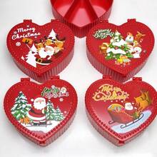 صندوق مجوهرات قلب أحمر بشكل قلب مصنوع من البلاستيك بنقوش عيد الميلاد، مناسب لتخزين وعرض المجوهرات، مناسب لتعبئة مستحضرات التجميل، صندوق هدايا عيد الميلاد.